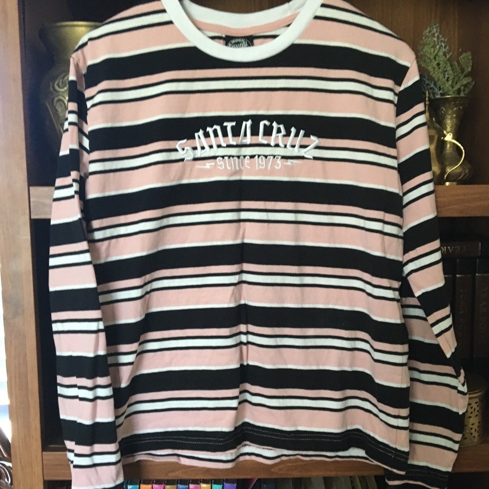 Santa Cruz 1973 Melrose Stripe Pink & Black Long Sleeve T-shirt